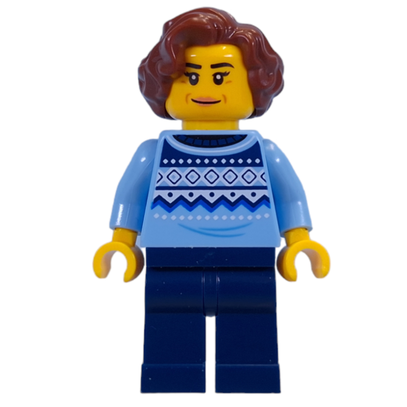 LEGO Bright Light Blue Torso, Dark Blue Legs, Reddish Brown Hair (fig-014487)