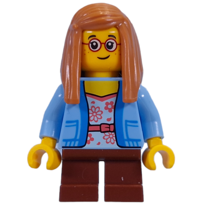 LEGO Kid - Bright Blue Torso, Reddish Brown Legs, Medium Nougat Hair (fig-014489)