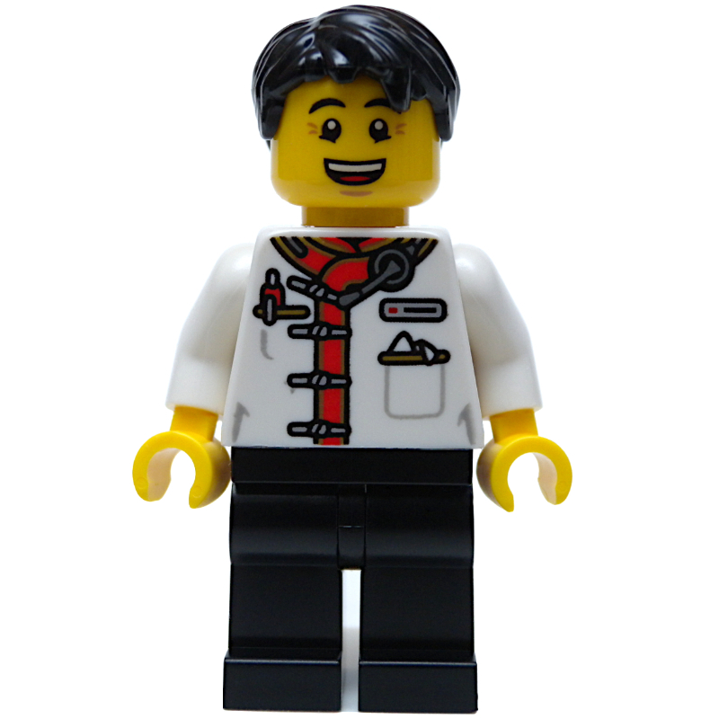 LEGO Waiter, White Torso, Black Legs, Black Hair (fig-014503)