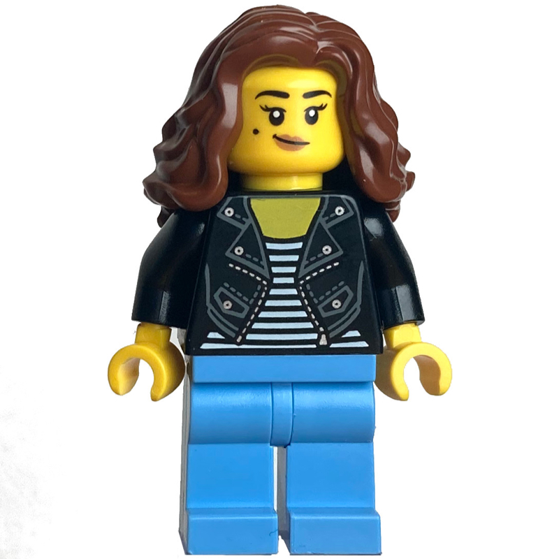 LEGO Black Torso, Medium Blue Legs, Reddish Brown Hair (fig-014507)