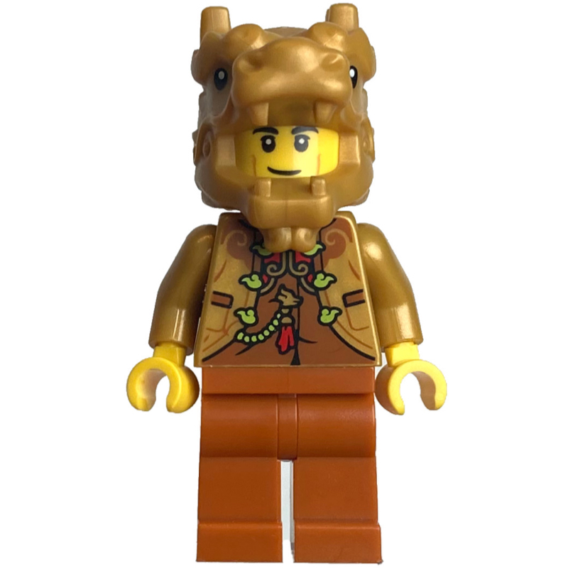 LEGO Pearl Gold Torso, Dark Orange Legs, Pearl Gold Dragon Mask (fig-014508)