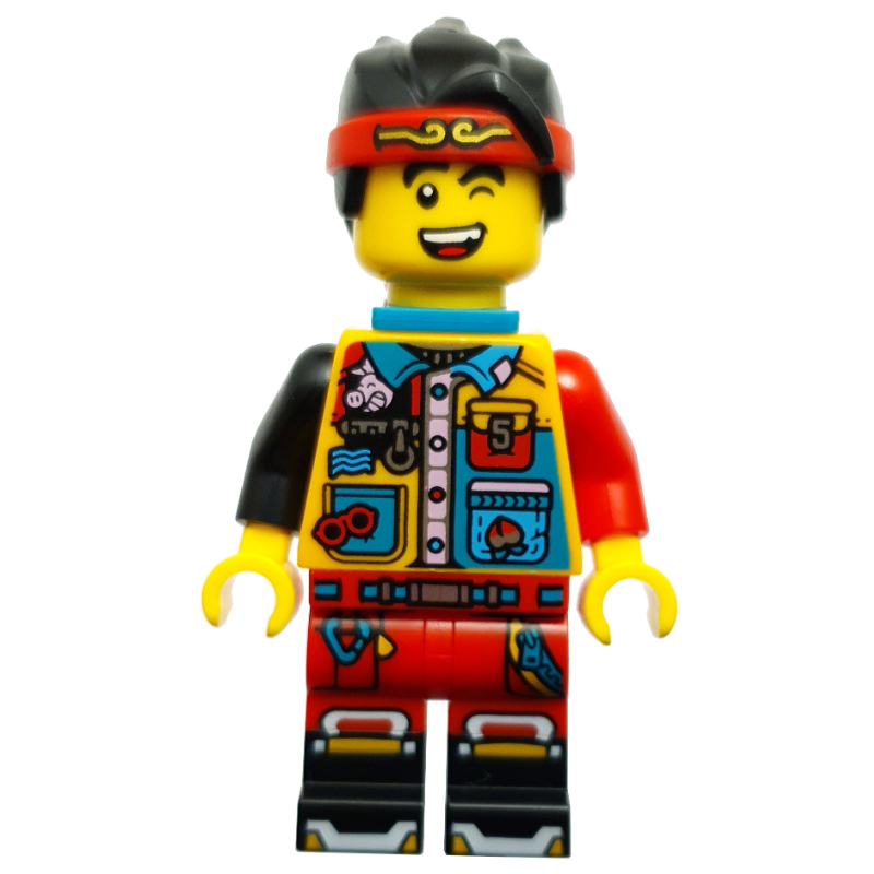 LEGO Monkie Kid, Dark Turquoise Neck Bracket, Winking (fig-014541)