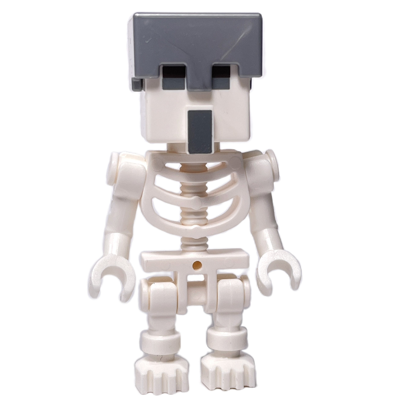 LEGO Skeleton, Flat Silver Helmet, Villager Head (fig-014561)