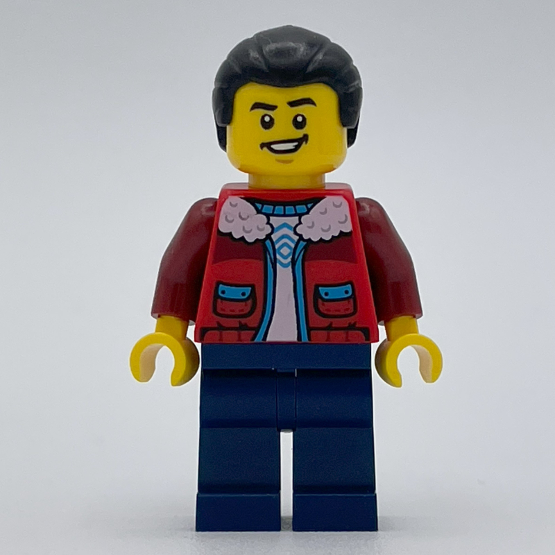 LEGO Man, Red Jacket, Dark Blue Legs, Black Hair (fig-014604)