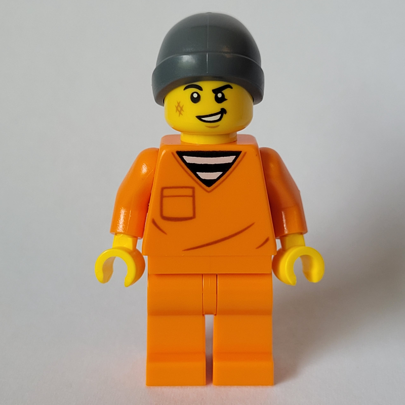 LEGO Criminal, Orange Suit, Dark Bluish Grey Beanie (fig-014685)