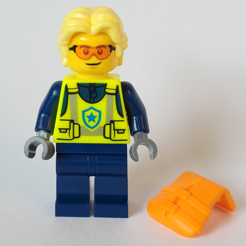 LEGO Helicopter Pilot, Neon Yellow Torso, Dark Blue Legs, Bright Light Yellow Hear (fig-014686)