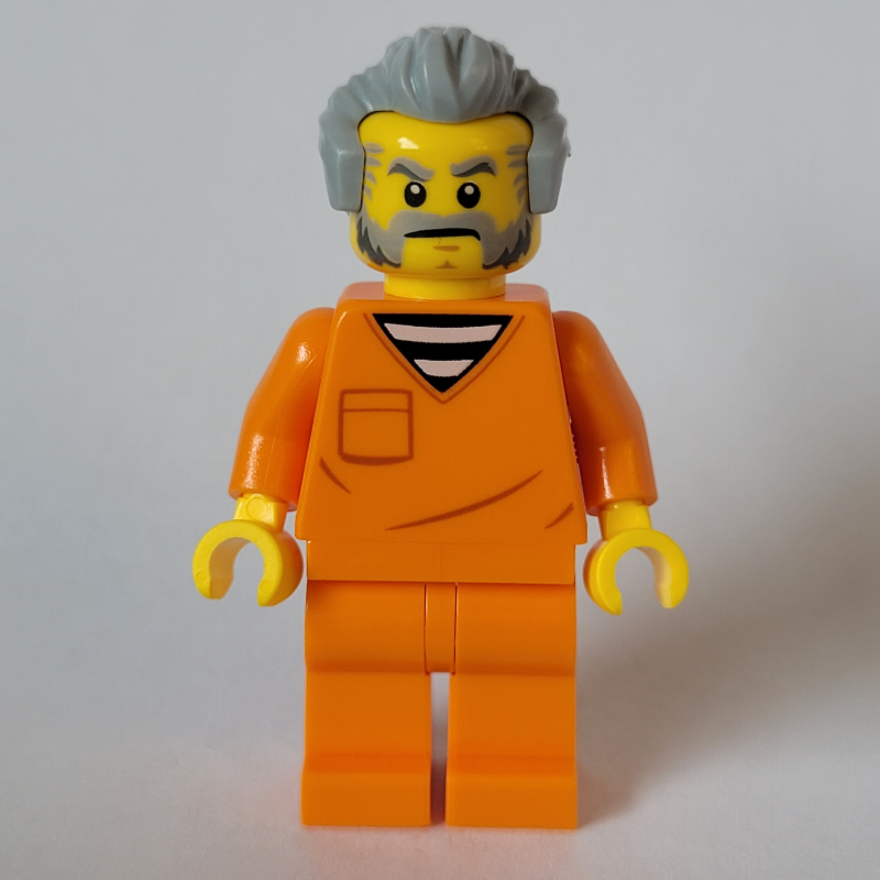 LEGO Criminal, Orange Suit, Light Bluish Grey Hair (fig-014687)