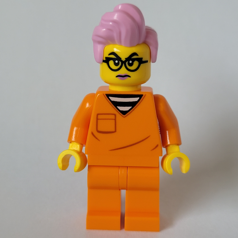 LEGO Criminal, Orange Suit, Bright Pink Hair (fig-014688)