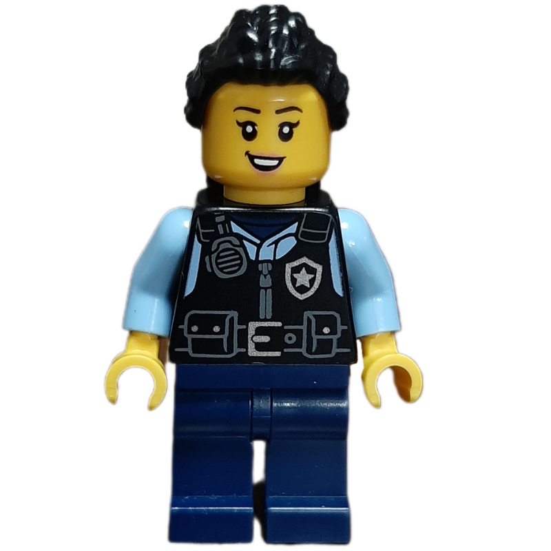 LEGO Police Officer - Black Torso, Dark Blue Legs, Black Hair (fig-014689)