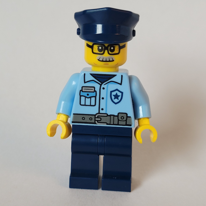 LEGO Police Officer, Bright Light Blue Torso, Dark Blue Legs, Dark Blue Cap (fig-014691)