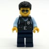 Police Officer - Black Torso, Dark Blue Legs, Short Black Hair