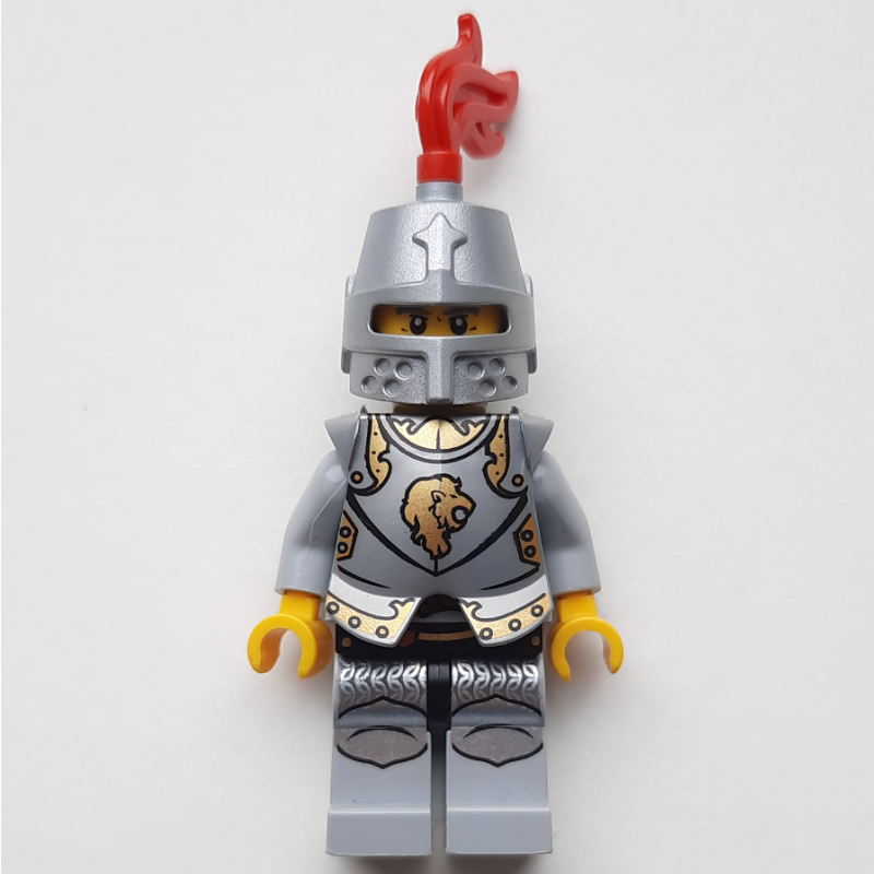 LEGO Lion Knight, Armour, Helmet with Red Plume (Pearl Light Gray) (fig-014712)
