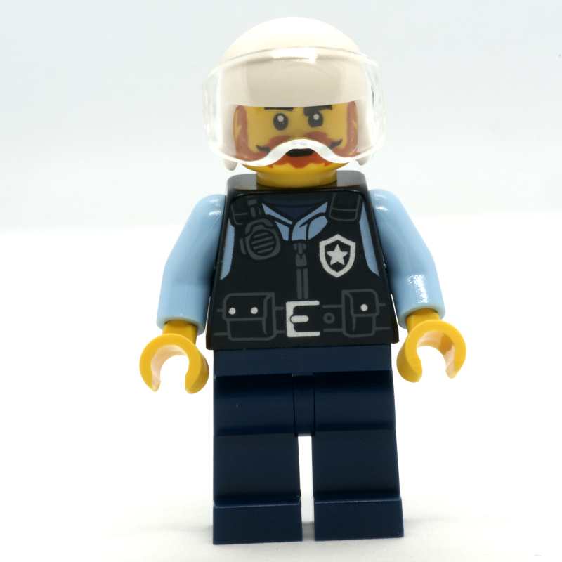 LEGO Police Officer, Pilot - Black Torso, Dark Blue Legs, White Helmet (fig-014718)