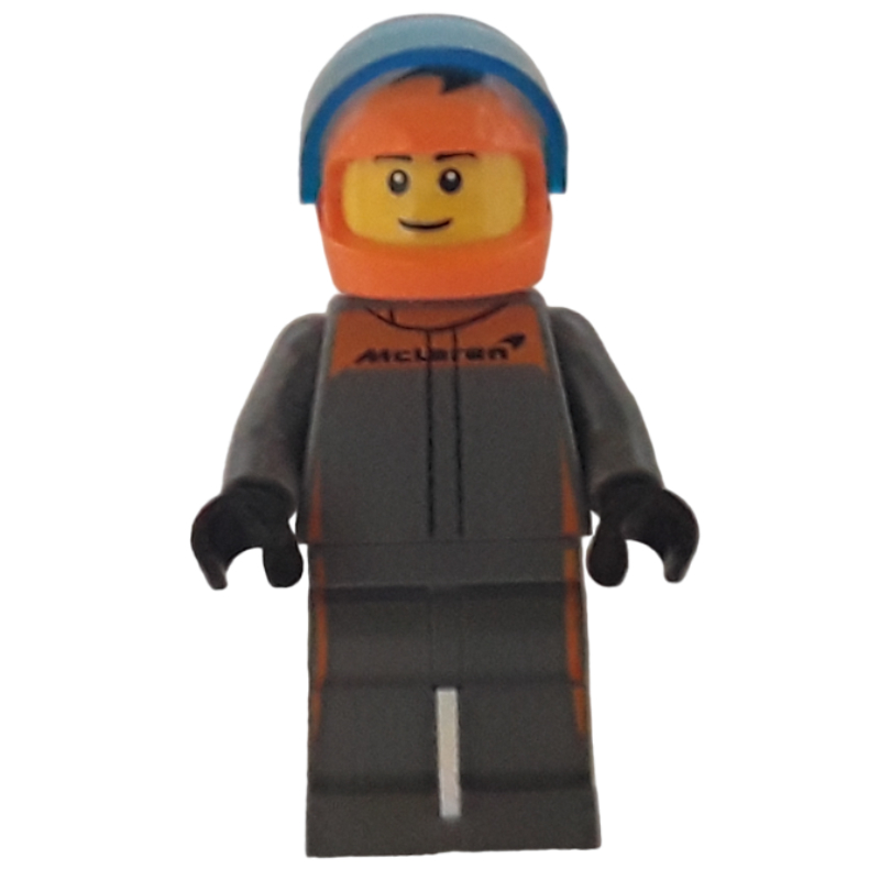 LEGO Race Driver - Dark Bluish Grey Racing Suit, Orange Helmet (fig-014771)
