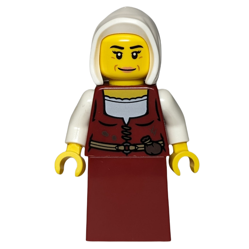 LEGO Innkeeper, Dark Red Dress, White Hood (fig-014807)