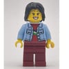 Bright Light Blue Torso, Dark Red Legs, Black Hair