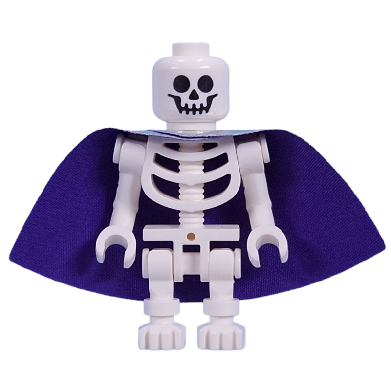 LEGO Skeleton, Standard Face, Bent Arms, Vertical Hand Clips, 78132 Torso, Cape (fig-014855)