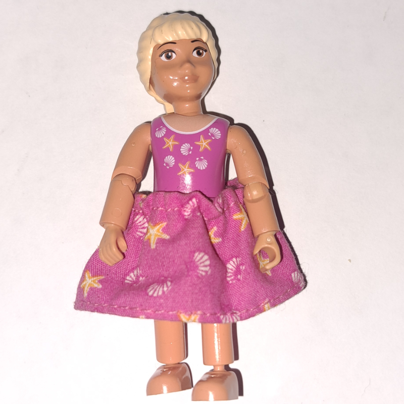 LEGO Belville Figure, Girl, Medium Dark Pink Skirt, Bows, and Headbands (fig-014903)