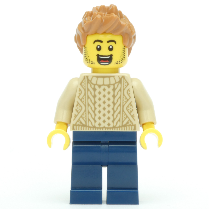 LEGO Tan Torso, Dark Blue Legs, Medium Nougat Hair (fig-014967)