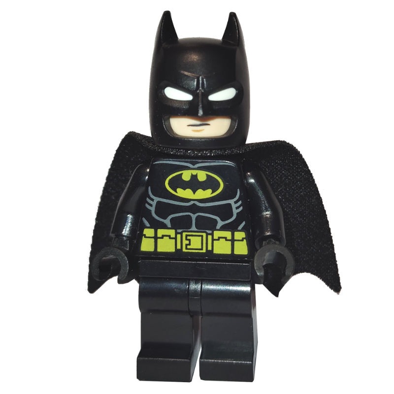 LEGO Batman, Black Suit, Black Cape and Cowl, Yellow Batman Logo, White Eyes (37157 Cape), Angry (fig-015074)
