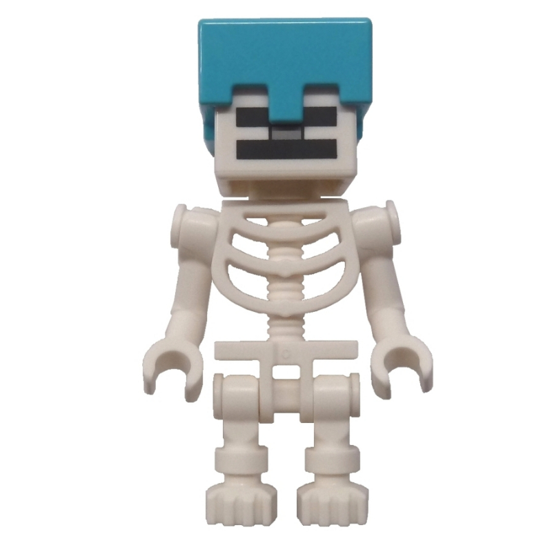 LEGO Skeleton, Square Skull, Medium Azure Helmet (78132 Torso) (fig-015081)