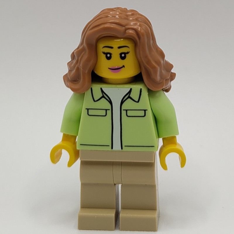 LEGO Yellowish Green Torso, Tan Legs, Medium Nougat Hair (fig-015193)