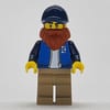 Man, Dark Azure Jacket, Dark Tan Legs, Dark Blue Hat, Dark Orange Beard