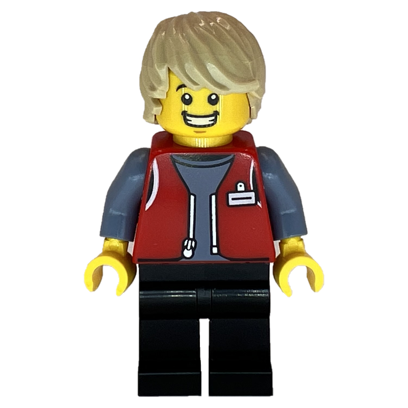 LEGO LEGO Employee, Red Jacket, Black Legs (fig-015197)