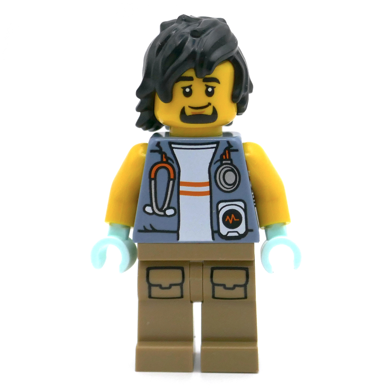 LEGO Vet, Sand Blue Jacket, Dark Tan Legs, Black Hair and Goatee (fig-015198)