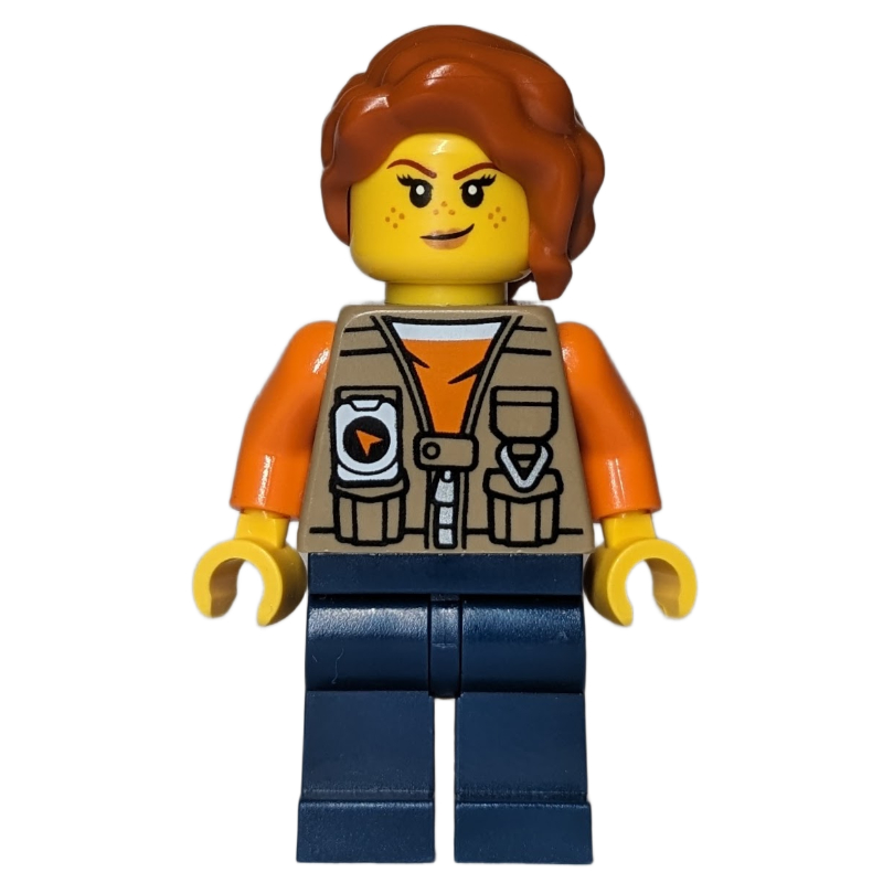 LEGO Explorer, Tina Tarantula, Dark Tan Vest Jacket, Dark Blue Legs, Dark Orange Hair (fig-015199)