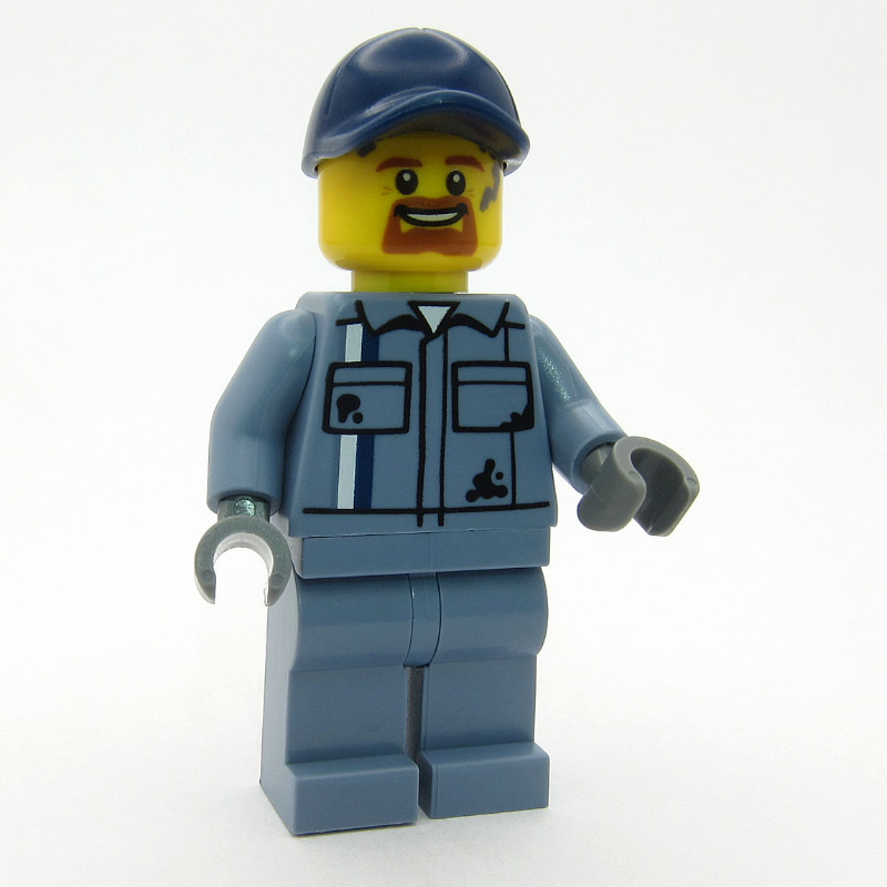 LEGO Mechanic, Sand Blue Overalls, Dark Blue Cap (fig-015204)