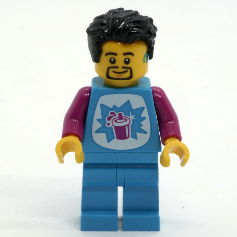 LEGO Man, Dark Azure Trancksuit, Black Hair and Goatee (fig-015207)