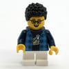 Boy, Dark Blue Plaid Shirt, Short White Legs, Glasses