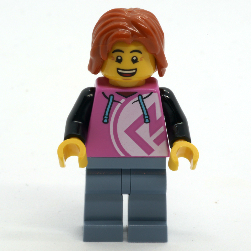 LEGO Man, Coral Jacket, Sand Blue Legs (fig-015210)