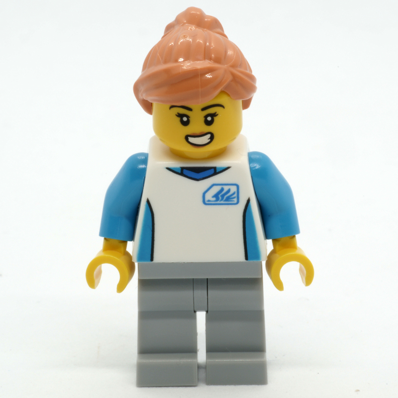 LEGO Woman, White Shirt, Light Bluish Gray Legs (fig-015214)