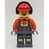 Construction Worker, Dark Orange Shirt, Dark Bluish Gray Legs, Red Hard Hat with Ear Protection