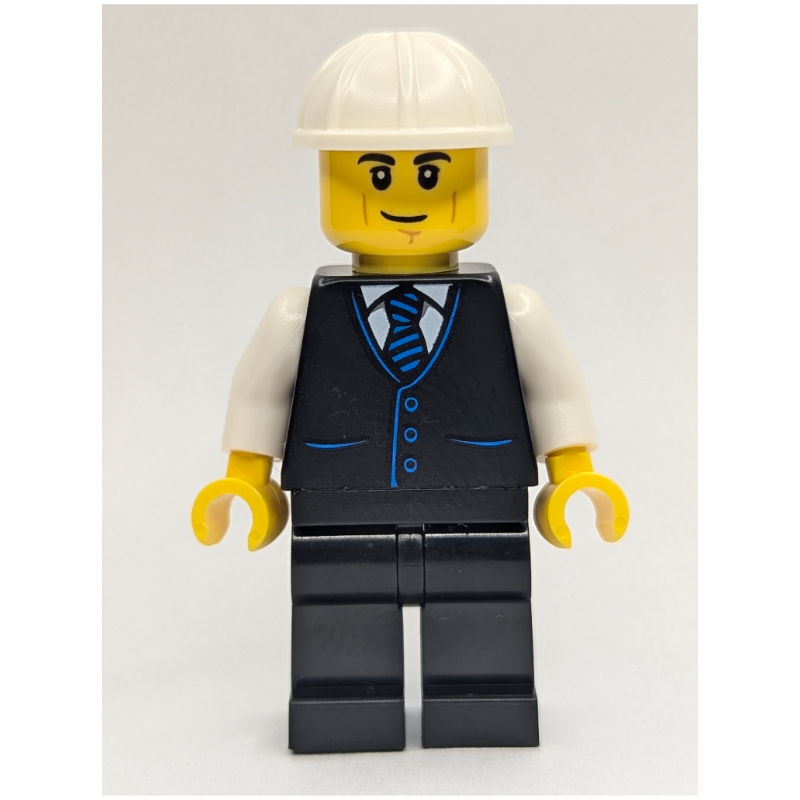 LEGO Construction Foreman, Black Suit, White Hard Hat (fig-015216)