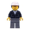 Construction Supervisor, Black Jacket, White Hard Hat with Ponytail