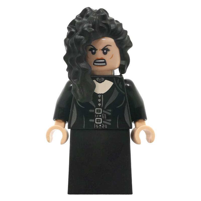 LEGO Bellatrix Lestrange, Black Dress with Buckles, Plain Skirt (fig-015233)