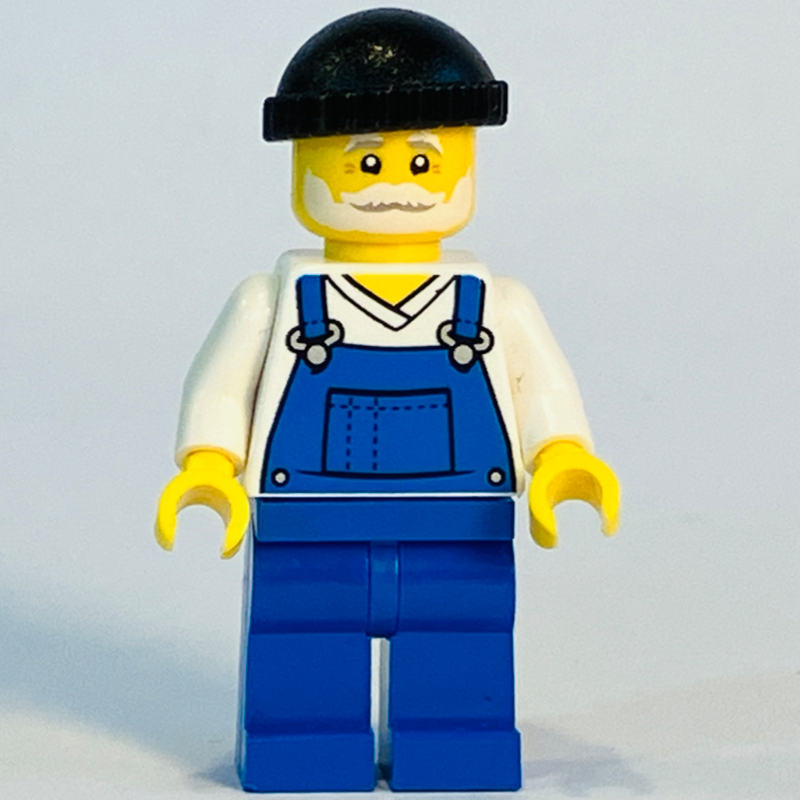LEGO White Torso, Blue Overall, Black Cap (fig-015244)
