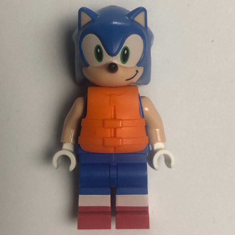 LEGO Sonic the Hedgehog, Light Nougat Face, Green Eyes, Orange Life Vest (fig-015297)
