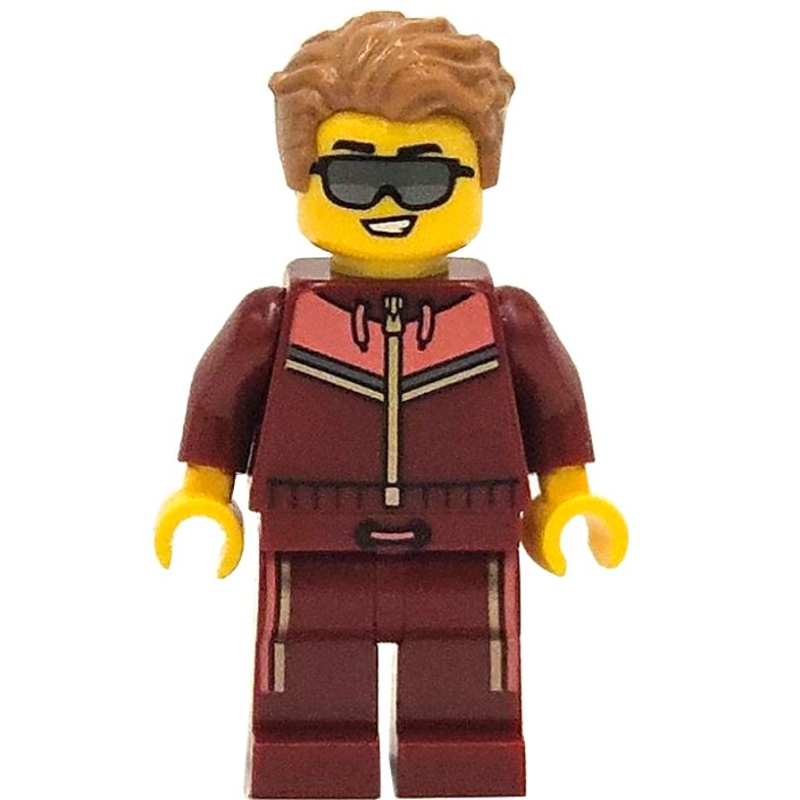 LEGO Man, Dark Red Tracksuit, Sunglasses (fig-015348)