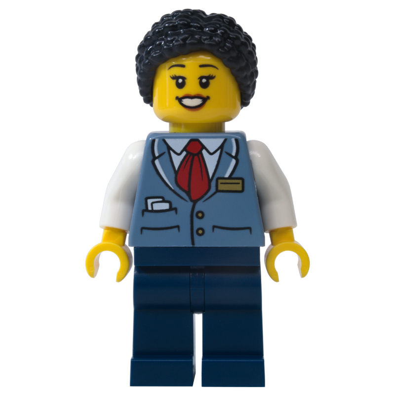 LEGO Train Driver, Sand Blue Vest, Dark Blue Legs (fig-015350)