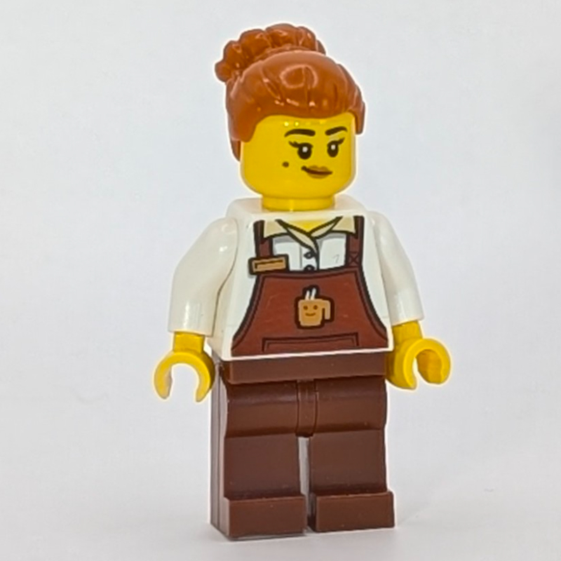 LEGO Barista, Reddish Brown Apron, Dark Orange Hair (fig-015351)