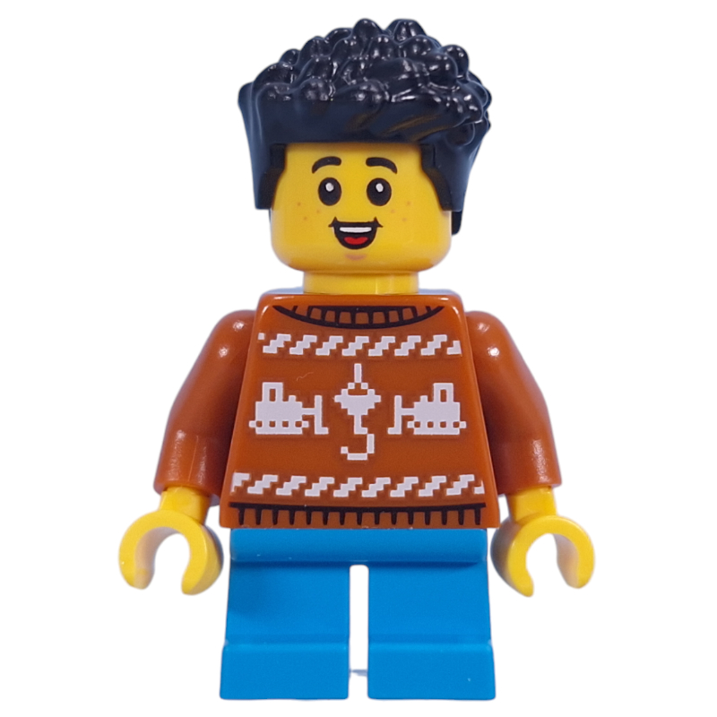 LEGO Kid, Dark Orange Sweater, Dark Azure Legs, Black Hair (fig-015467)