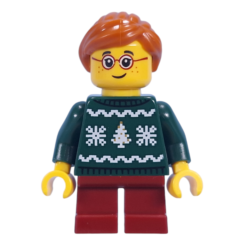 LEGO Kid, Dark Green Sweater, Dark Red Legs, Dark Orange Hair (fig-015468)