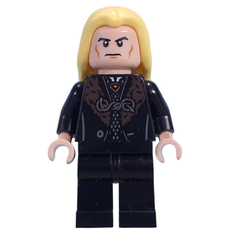 LEGO Lucius Malfoy, Black Robes with Dark Red Fur, Plain Legs (fig-015501)