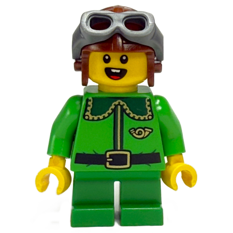 LEGO Elf / Postal Elf - Bright Green Torso, Green Legs, Aviator Hat (fig-015560)