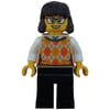 Tan Torso, Sweater, Black Legs, Reddish Brown Hair