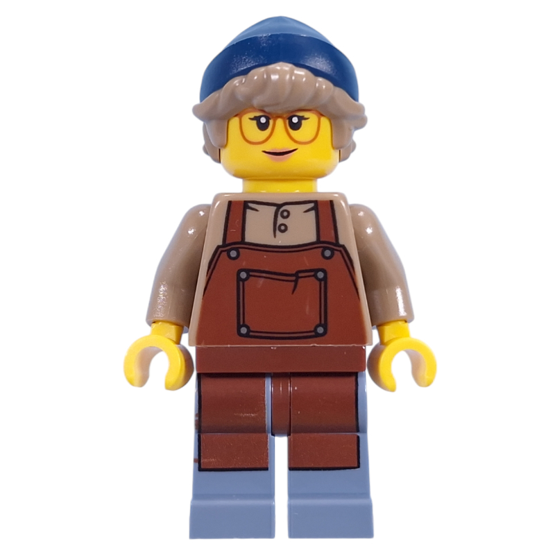 LEGO Barista, Reddish Brown Apron, Dark Blue Beanie (fig-015614)